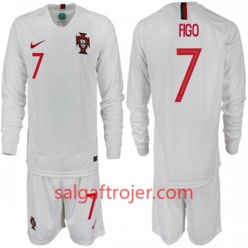 Portugal Fodboldtrøjer FIGO 7 Børn Udebanesæt VM 2018 Langærmet Portugal Fodboldtrøjer FIGO 7 Børn Udebanesæt VM 2018 Langærmet